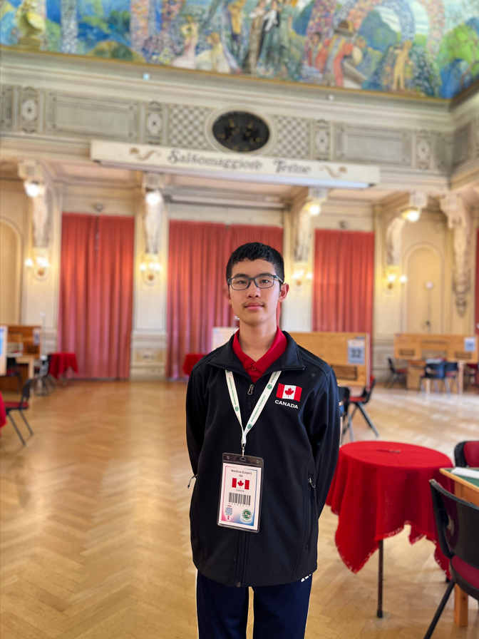 Casper Gu representing Canada at the 2025 World Youth Teams Championships